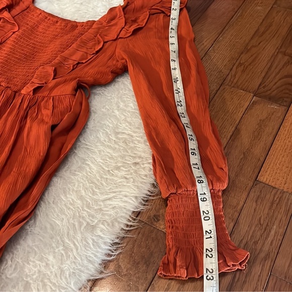 ❤️IN LOOM Rust Color Long Sleeve Tiered Bohemian Peasant Maxi Dress - Picture 7 of 8